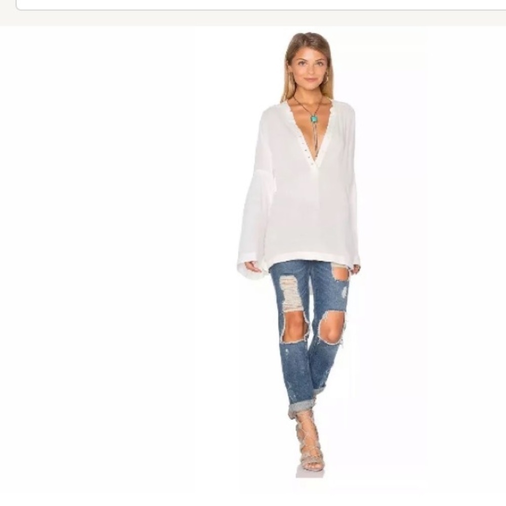 NWOT Free People Sz S Easy Girl bell sleeve tunic